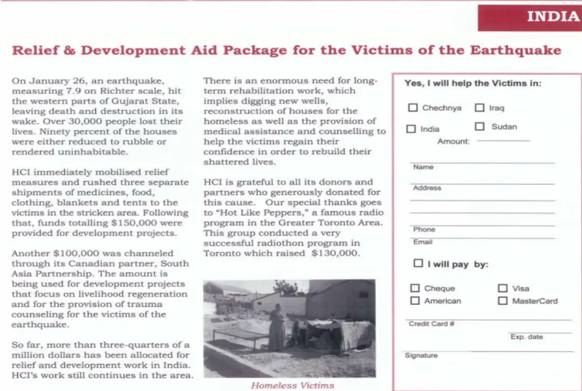 2001 HCI INDIA EARTHQUAKE