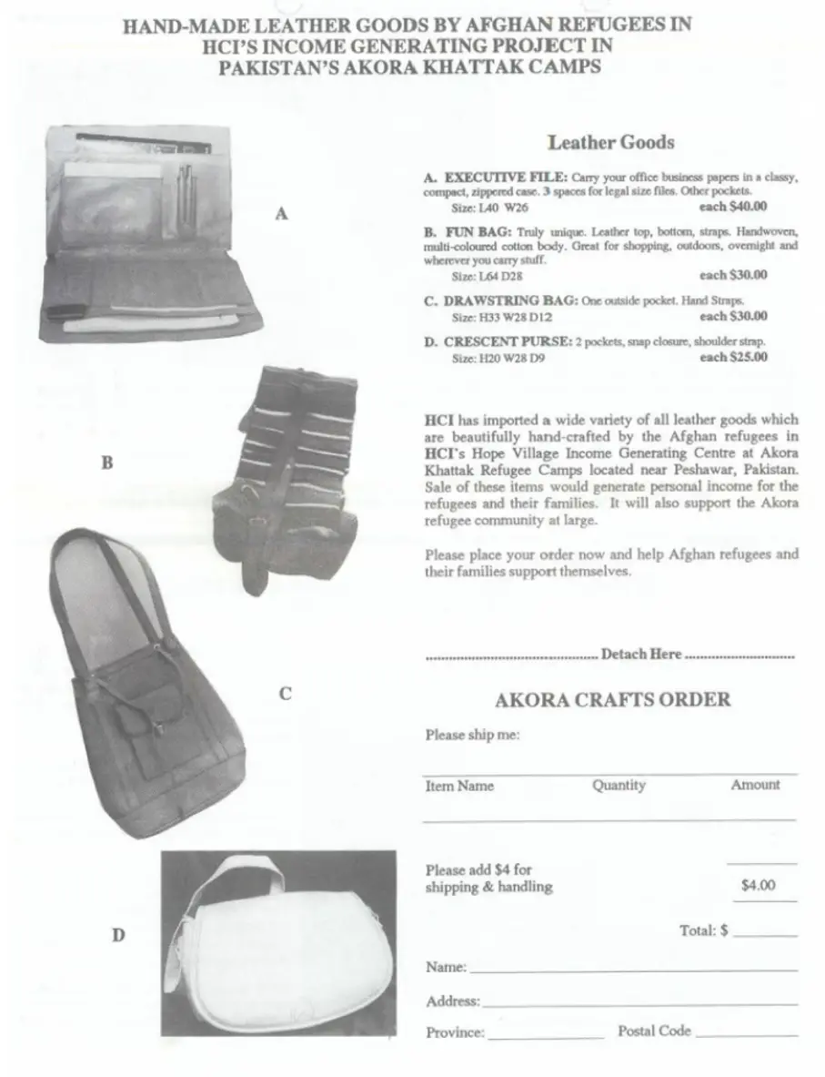 January 1991 Afghan Refugees make Hand Made Leather goods